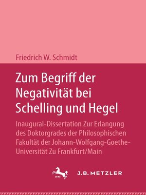 cover image of Zum Begriff der Negativität bei Schelling und Hegel